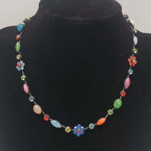 Atlantis Berline Germany Vintage Gemstone Flower Necklace - Picture 1 of 11